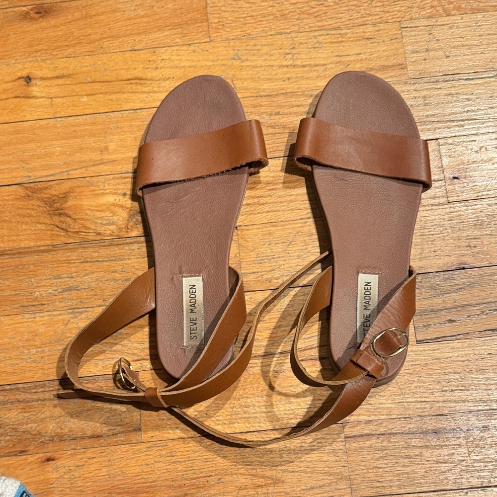 Brown Steve Madden ankle strap sandals